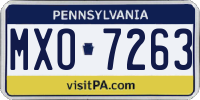 PA license plate MXO7263