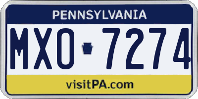 PA license plate MXO7274