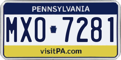 PA license plate MXO7281