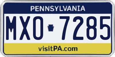 PA license plate MXO7285