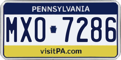PA license plate MXO7286