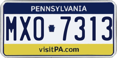 PA license plate MXO7313