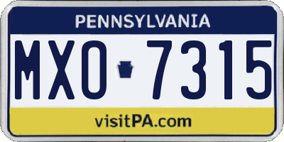 PA license plate MXO7315