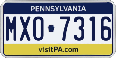 PA license plate MXO7316