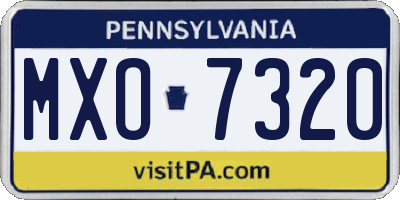 PA license plate MXO7320