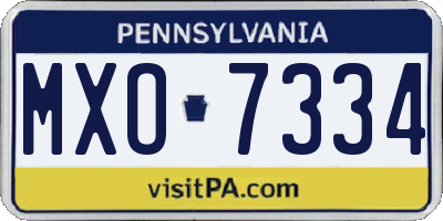 PA license plate MXO7334