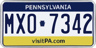 PA license plate MXO7342
