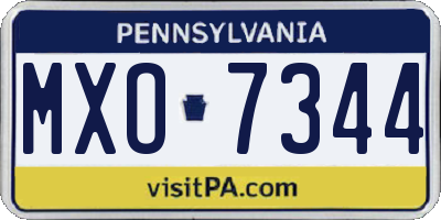 PA license plate MXO7344