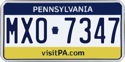 PA license plate MXO7347