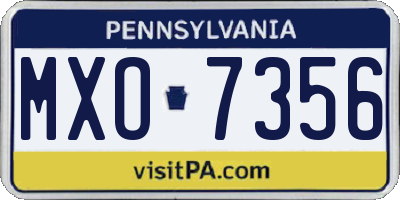 PA license plate MXO7356