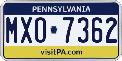 PA license plate MXO7362