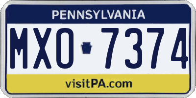 PA license plate MXO7374