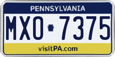 PA license plate MXO7375