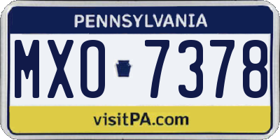 PA license plate MXO7378