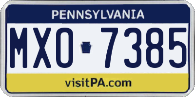 PA license plate MXO7385