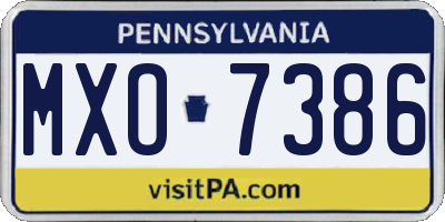 PA license plate MXO7386