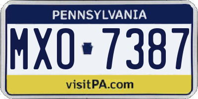 PA license plate MXO7387