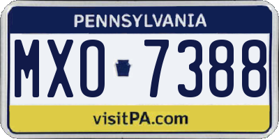 PA license plate MXO7388