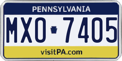 PA license plate MXO7405