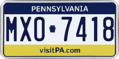 PA license plate MXO7418