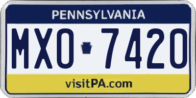 PA license plate MXO7420