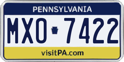 PA license plate MXO7422