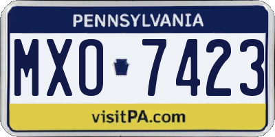 PA license plate MXO7423