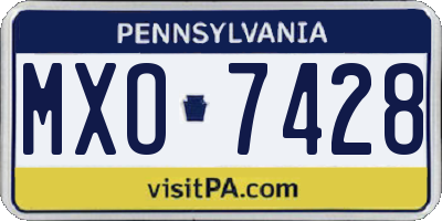 PA license plate MXO7428
