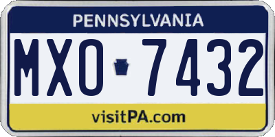 PA license plate MXO7432