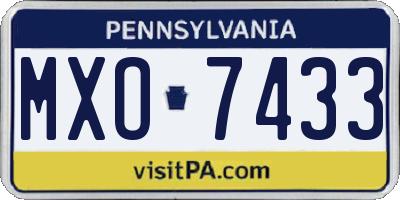 PA license plate MXO7433