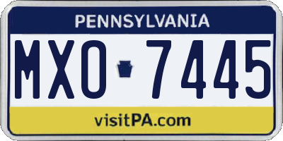 PA license plate MXO7445