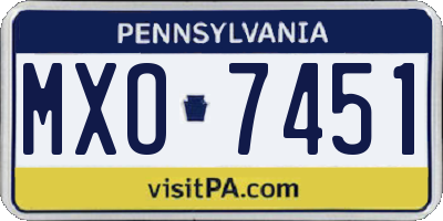 PA license plate MXO7451