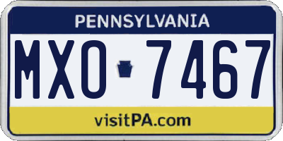 PA license plate MXO7467