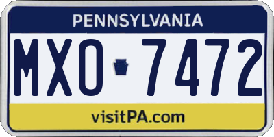 PA license plate MXO7472