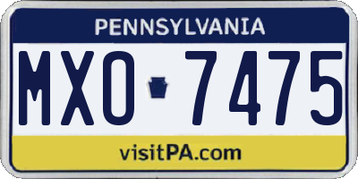 PA license plate MXO7475