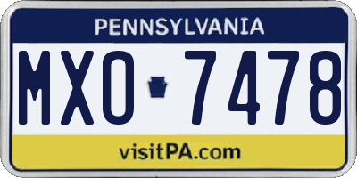 PA license plate MXO7478