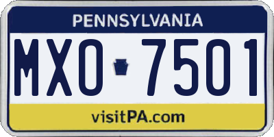 PA license plate MXO7501
