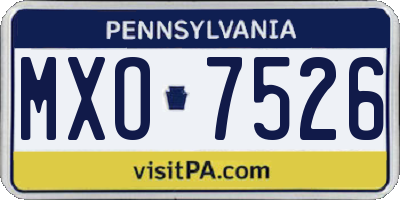 PA license plate MXO7526