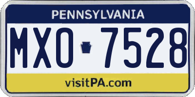 PA license plate MXO7528