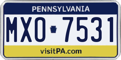 PA license plate MXO7531
