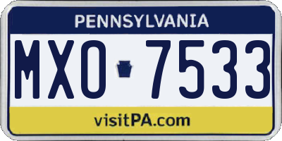 PA license plate MXO7533