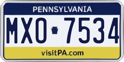 PA license plate MXO7534