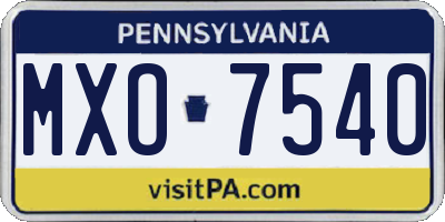 PA license plate MXO7540