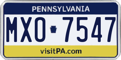PA license plate MXO7547