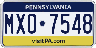 PA license plate MXO7548