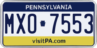 PA license plate MXO7553