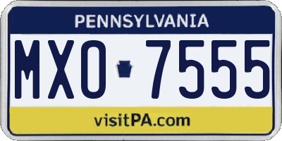PA license plate MXO7555