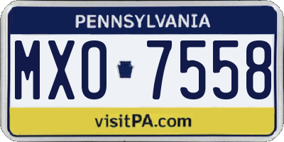 PA license plate MXO7558
