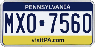 PA license plate MXO7560