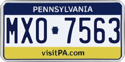 PA license plate MXO7563